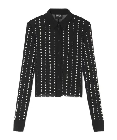Versace Jeans Faux-pearl Shirt In Black