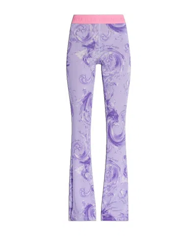 Versace Jeans Flared Casual Pants In Purple