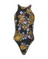 Versace Jeans Floral Barocco-print Bodysuit In Green