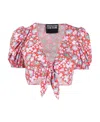 Versace Jeans Floral-print Crop Top In Multi
