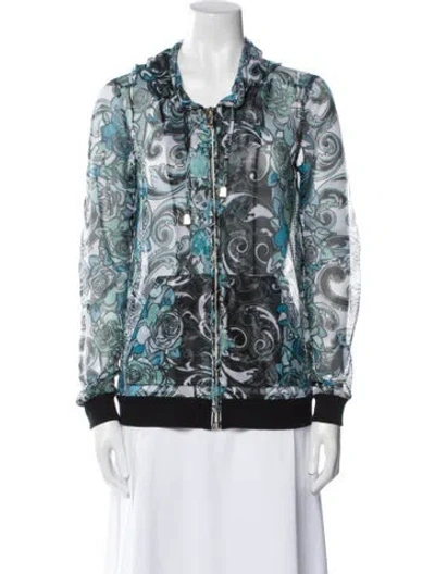 Pre-owned Versace Jeans Floral Print Evening Jacket In Blue