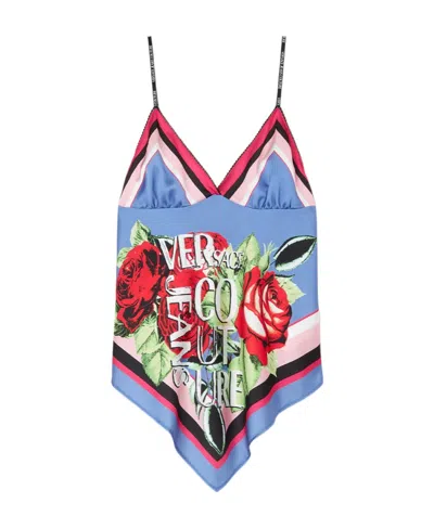 Versace Jeans Floral-print Scarf Camisole Top In Multicolor