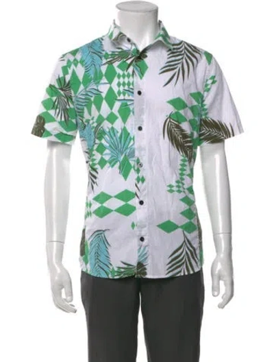 Pre-owned Versace Jeans Floral Print Short Sleeve Shirt In Green