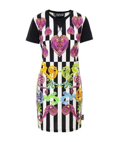 Versace Jeans Floral Printed Dress In Multicolor
