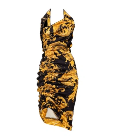 Versace Jeans Floral-patterned Dress In Black