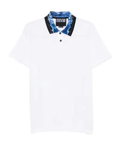 Versace Jeans Floral-print Polo Shirt In White