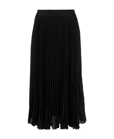 Versace Jeans Fully-pleated Logo-waistband Midi Skirt In Black