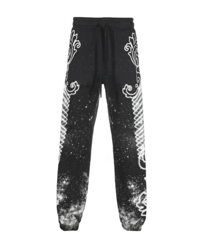 Versace Jeans Galaxy-print Cotton Track-pants In Black