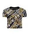 Versace Jeans Garland-print Cropped T-shirt In Multi