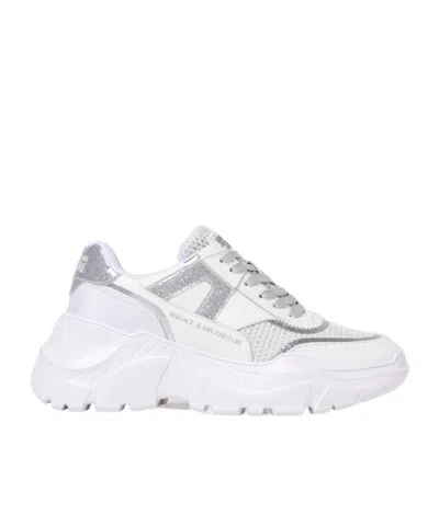 Versace Jeans Glitter-panelled Chunky Trainers In White