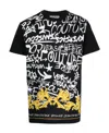Shop Versace Jeans Graffiti-print Cotton T-shirt In Black