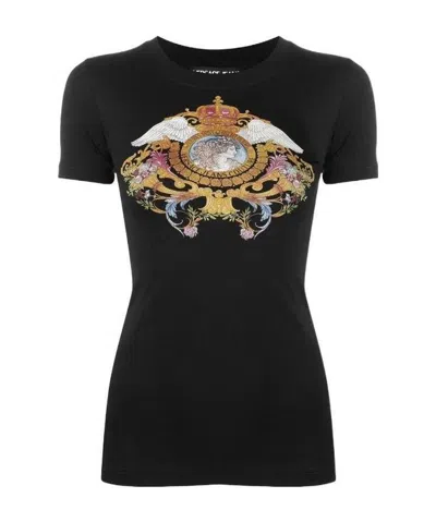 Versace Jeans Graphic Print Cotton T-shirt In Black