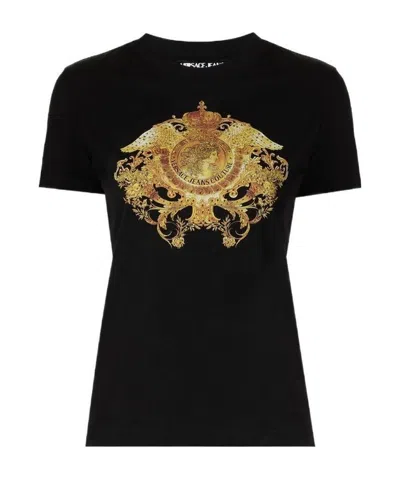 Versace Jeans Graphic-print Cotton T-shirt In Black