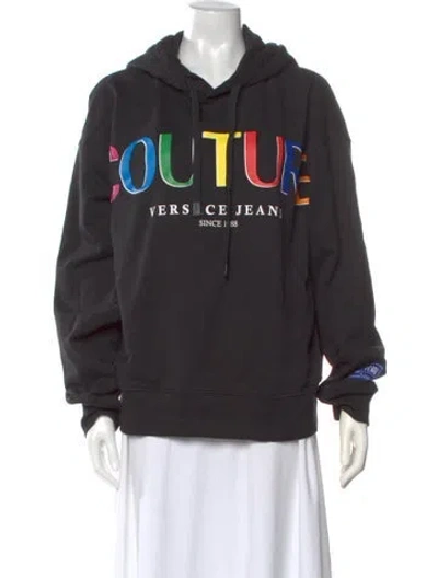 Pre-owned Versace Jeans Graphic Print Crew Neck Hoodie In Gray