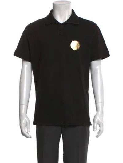 Pre-owned Versace Jeans Graphic Print Crew Neck Polo Shirt In Black