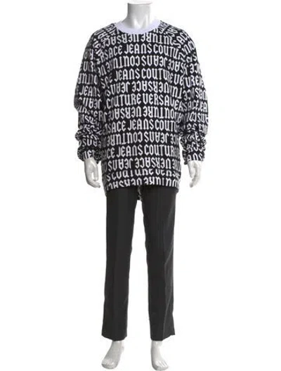 Pre-owned Versace Jeans Graphic Print Crew Neck Sweatshirt In Black