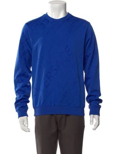 Pre-owned Versace Jeans Graphic Print Crew Neck Sweatshirt In Blue