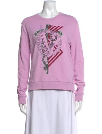 Pre-owned Versace Jeans Graphic Print Crew Neck Sweatshirt In Purple