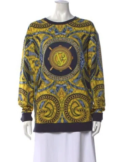 Pre-owned Versace Jeans Graphic Print Crew Neck Sweatshirt In Yellow