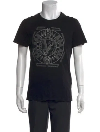 Pre-owned Versace Jeans Graphic Print Crew Neck T-shirt In Black