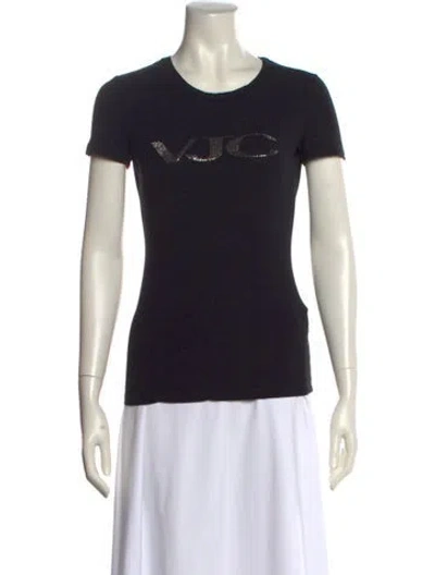 Pre-owned Versace Jeans Graphic Print Crew Neck T-shirt In Black