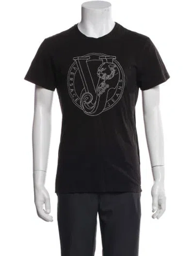Pre-owned Versace Jeans Graphic Print Crew Neck T-shirt In Black