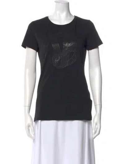 Pre-owned Versace Jeans Graphic Print Crew Neck T-shirt In Black