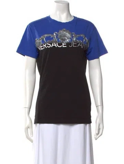 Pre-owned Versace Jeans Graphic Print Crew Neck T-shirt In Black