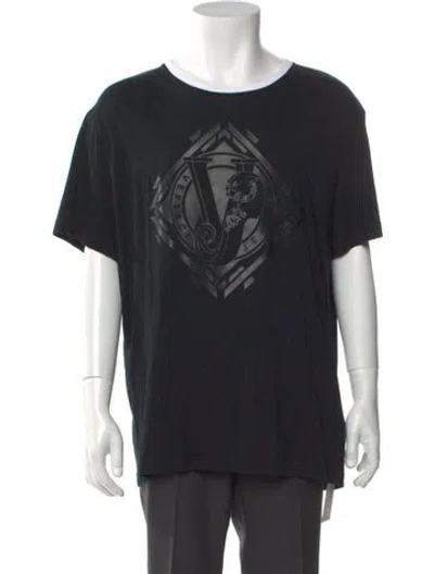 Pre-owned Versace Jeans Graphic Print Crew Neck T-shirt In Black