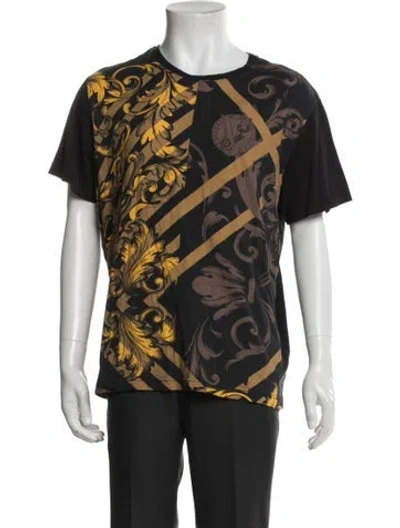 Pre-owned Versace Jeans Graphic Print Crew Neck T-shirt In Black