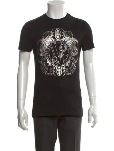 Pre-owned Versace Jeans Graphic Print Crew Neck T-shirt In Black