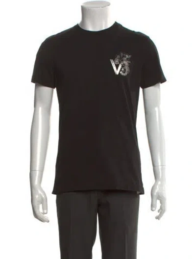 Pre-owned Versace Jeans Graphic Print Crew Neck T-shirt In Black