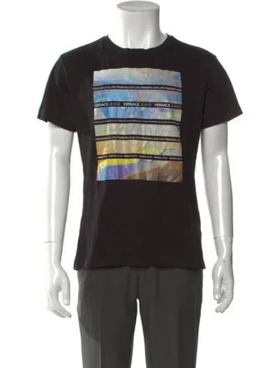 Pre-owned Versace Jeans Graphic Print Crew Neck T-shirt In Black