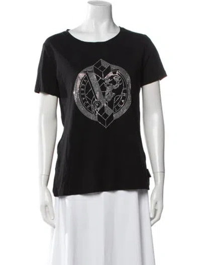 Pre-owned Versace Jeans Graphic Print Crew Neck T-shirt In Black