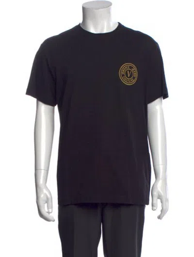 Pre-owned Versace Jeans Graphic Print Crew Neck T-shirt In Black