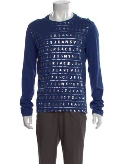 Pre-owned Versace Jeans Graphic Print Crew Neck T-shirt In Blue