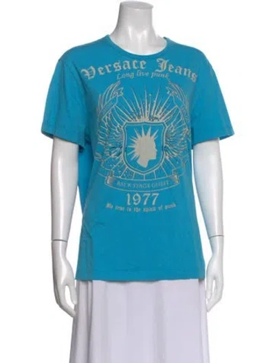 Pre-owned Versace Jeans Graphic Print Crew Neck T-shirt In Blue