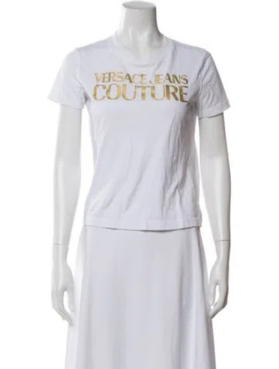 Pre-owned Versace Jeans Graphic Print Crew Neck T-shirt In White