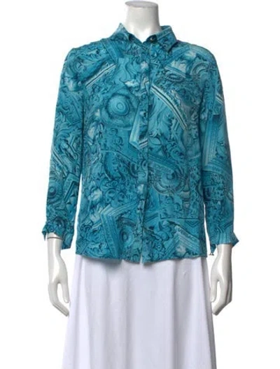 Pre-owned Versace Jeans Graphic Print Long Sleeve Top In Blue