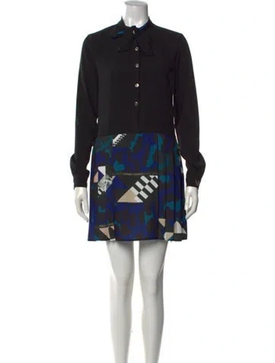 Pre-owned Versace Jeans Graphic Print Mini Dress In Black