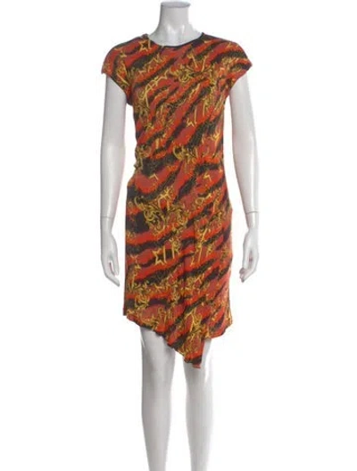 Pre-owned Versace Jeans Graphic Print Mini Dress In Orange