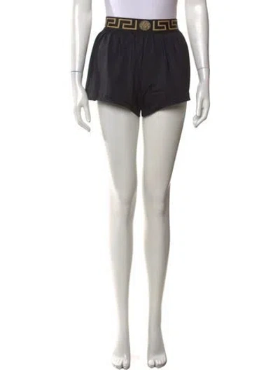 Pre-owned Versace Jeans Graphic Print Mini Shorts In Black