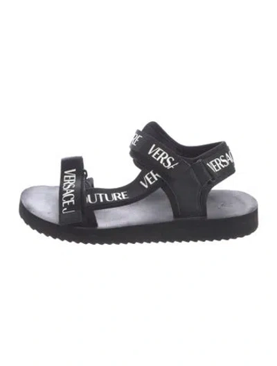 Pre-owned Versace Jeans Graphic Print Sandals In Black