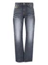 Versace Denim Jeans With Faded Effect And Contrast Stitching In Gray
