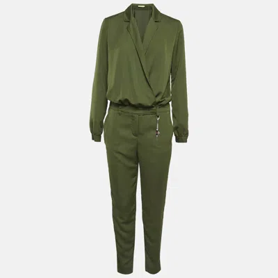 Pre-owned Versace Jeans Green Crepe Long Sleeve Jumpsuit S