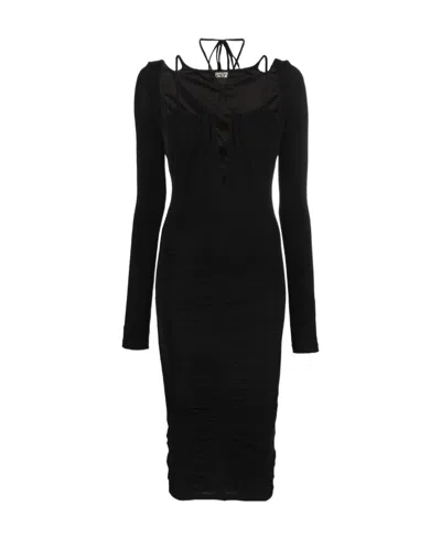 Versace Jeans Halterneck Dress In Black