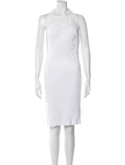 Pre-owned Versace Jeans Halterneck Knee-length Dress In White