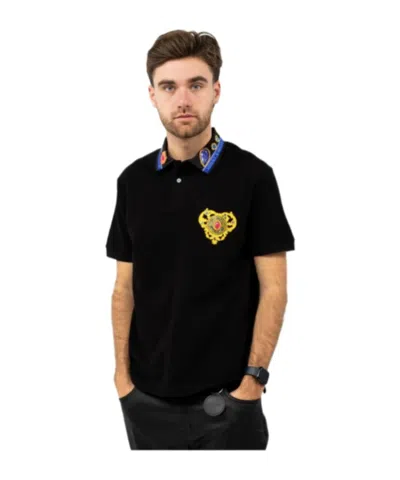 Versace Jeans Heart Couture Polo Shirt In Black