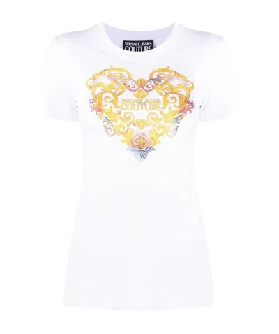 Versace Jeans Heart Motif Logo Cotton T-shirt In White