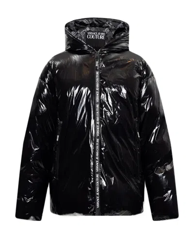 Versace Jeans High-shine Padded Jacket In Black
